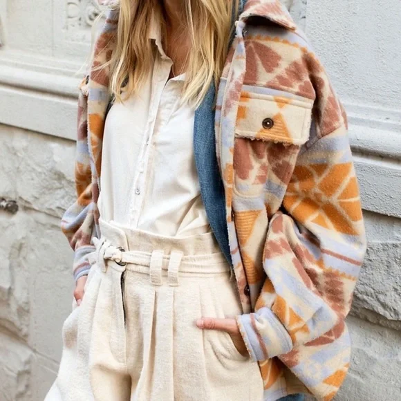 Free People Ruby Jacquard Patterned Shacket Jacket - Picture 8 of 9